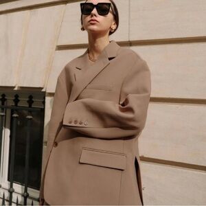Frankie Shop Oversized Boyfriend Blazer - Taupe - Worn Once